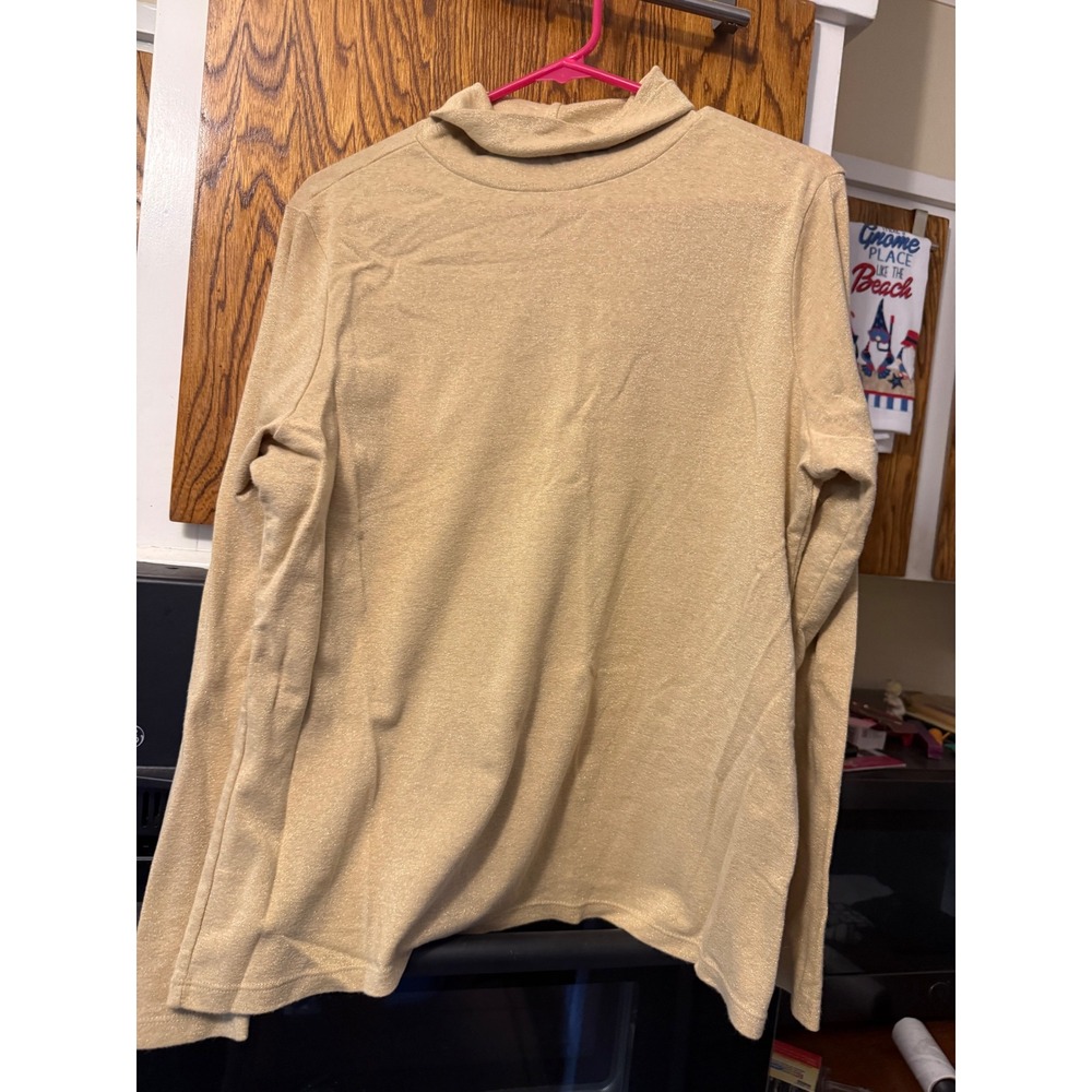 White Stag Womens Gold Metallic‎ Shimmer Turtleneck Long Sleeve Top XL 16-18